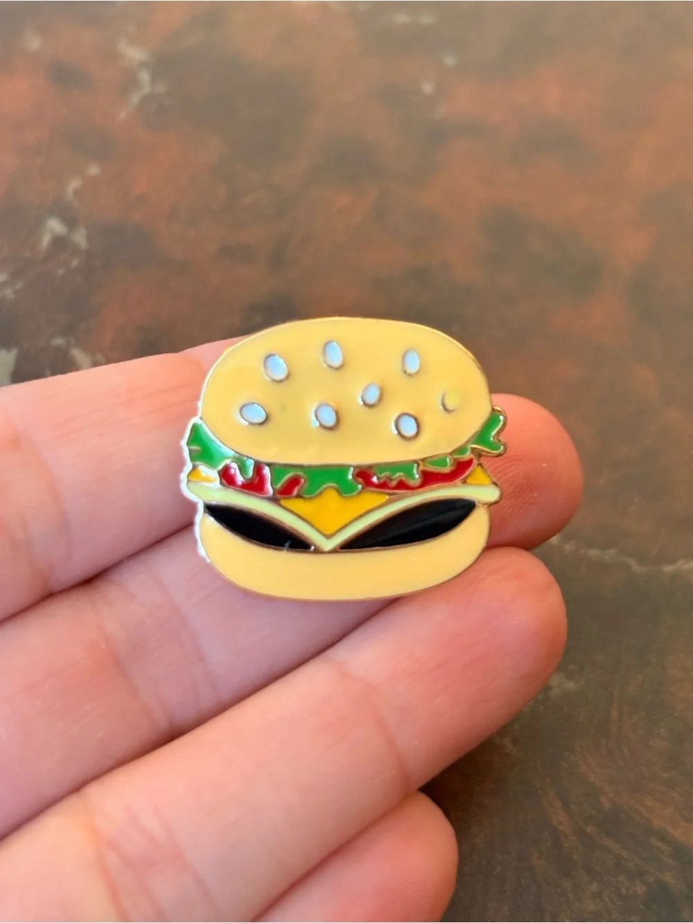 Cute Cheeseburger Enamel Pin - Yellow & Green